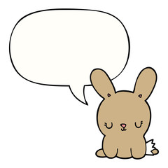 cute cartoon rabbit and speech bubble