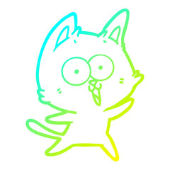 cold gradient line drawing funny cartoon cat