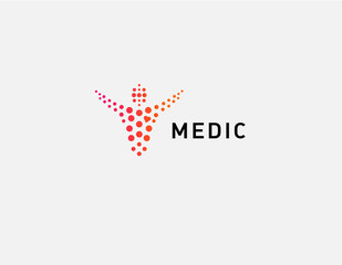 Creative abstract logo man and circles medical center health minimalism