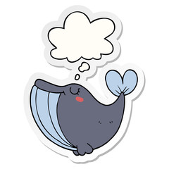 cartoon whale and thought bubble as a printed sticker