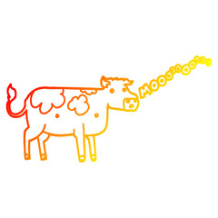 warm gradient line drawing cartoon cow