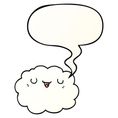 cartoon cloud and speech bubble in smooth gradient style