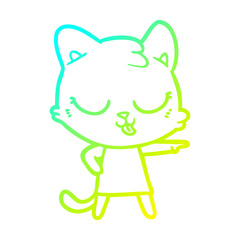 cold gradient line drawing cartoon car pointing