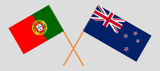 Crossed New Zealand and Portuguese flags