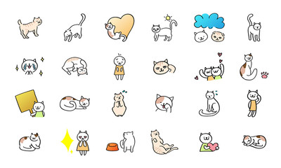 Cute Cat Character Illustration Set
