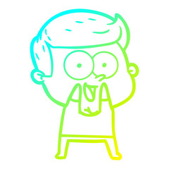 cold gradient line drawing cartoon happy man