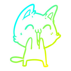 cold gradient line drawing happy cartoon cat