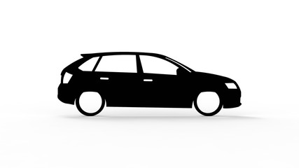 3d rendering of the silhouette of a car isolated in white background