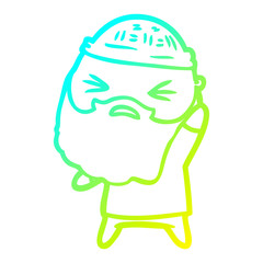 cold gradient line drawing cartoon man with beard