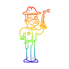 rainbow gradient line drawing cartoon sheriff