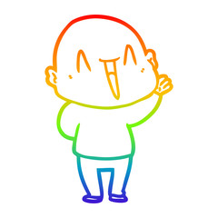 rainbow gradient line drawing happy cartoon bald man