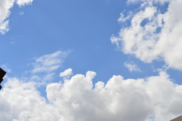 July blue sky on which white clouds float