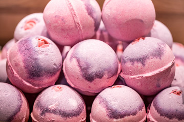 Shop of natural cosmetics, salt bombs for a bath