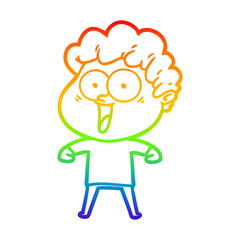 rainbow gradient line drawing cartoon happy man