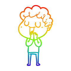 rainbow gradient line drawing laughing cartoon man