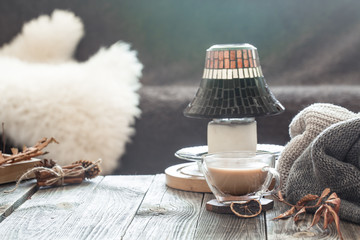 Cozy still life with home decor items