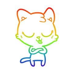 Fototapeta premium rainbow gradient line drawing cartoon cat