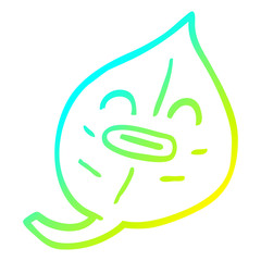 cold gradient line drawing cartoon leaf