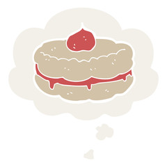 cartoon biscuit and thought bubble in retro style