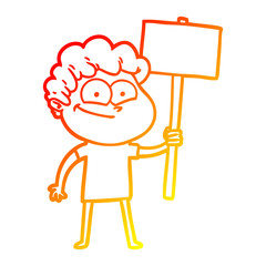 warm gradient line drawing cartoon happy man