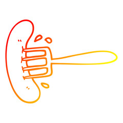 warm gradient line drawing cartoon hot dog
