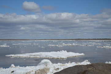 Amur river ice drift