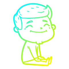 cold gradient line drawing happy cartoon man