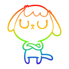 rainbow gradient line drawing cute cartoon dog