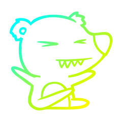cold gradient line drawing angry bear cartoon