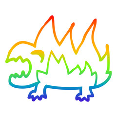 rainbow gradient line drawing cartoon fire demon