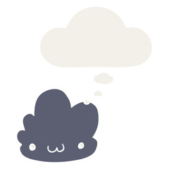 cute cartoon cloud and thought bubble in retro style
