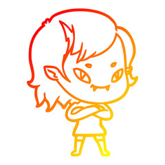 warm gradient line drawing cartoon friendly vampire girl