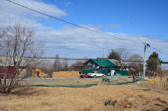 Sikachi-Alyan. Khabarovsk region / Russia - 04.19.2019: Sikachi-Alyan village now