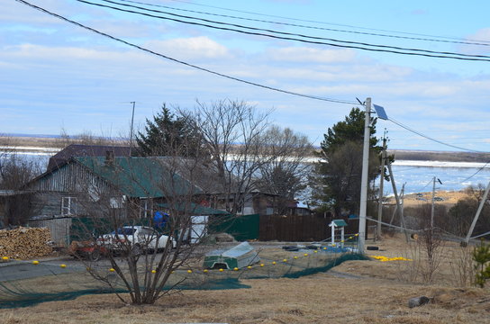 Sikachi-Alyan. Khabarovsk region / Russia - 04.19.2019: Sikachi-Alyan village now