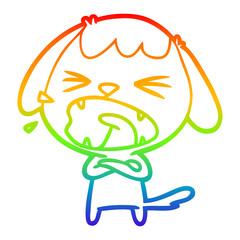 rainbow gradient line drawing cute cartoon dog