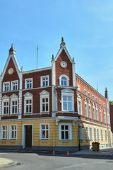 Fototapeta na wymiar Art Nouveau facade of the building in Buk.
