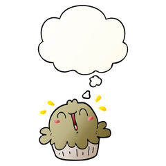 cute cartoon pie and thought bubble in smooth gradient style
