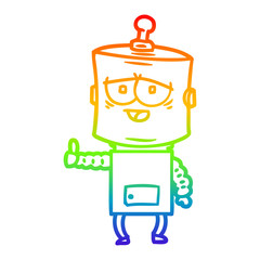 rainbow gradient line drawing cartoon robot