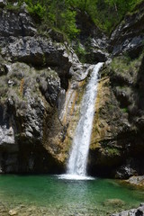 Fototapeta na wymiar Tramonti di Sotto - cascata del Pissulat sul torrente Chiarzo
