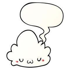 cute cartoon cloud and speech bubble in smooth gradient style