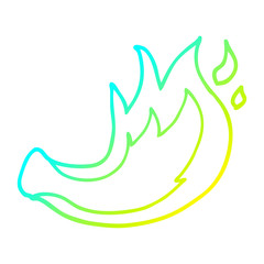 cold gradient line drawing cartoon flame