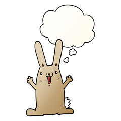 cartoon rabbit and thought bubble in smooth gradient style