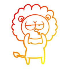 warm gradient line drawing cartoon bored lion
