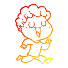 warm gradient line drawing laughing cartoon man