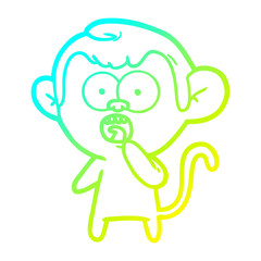 cold gradient line drawing cartoon shocked monkey