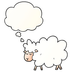 cartoon sheep and thought bubble in smooth gradient style