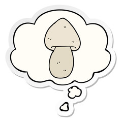 cartoon mushroom and thought bubble as a printed sticker