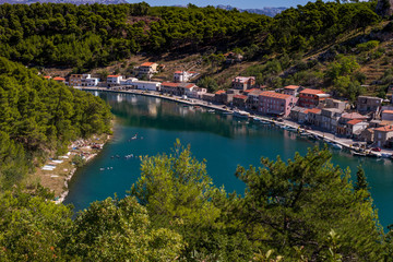 Novigrad city, Dalmatia, Croatia. City on Adriatic coastline.
