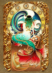 Retro mermaid poster