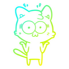 cold gradient line drawing cartoon surprised cat